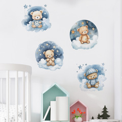 FX-F527 New Cartoon Good Night Bear Children's Room Kindergarten Beautification Decor Wall Sticker Self-adhesive Wholesale