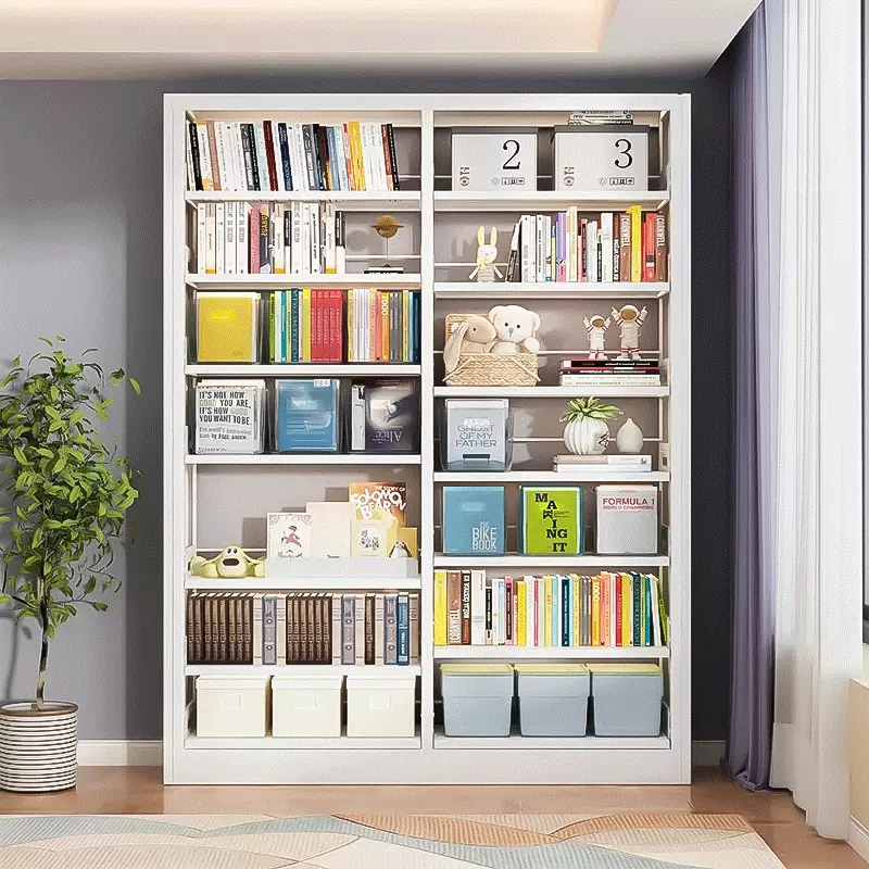 钢制书架五层落地置物架儿童书柜一体靠墙客厅收纳储物架多层隔层