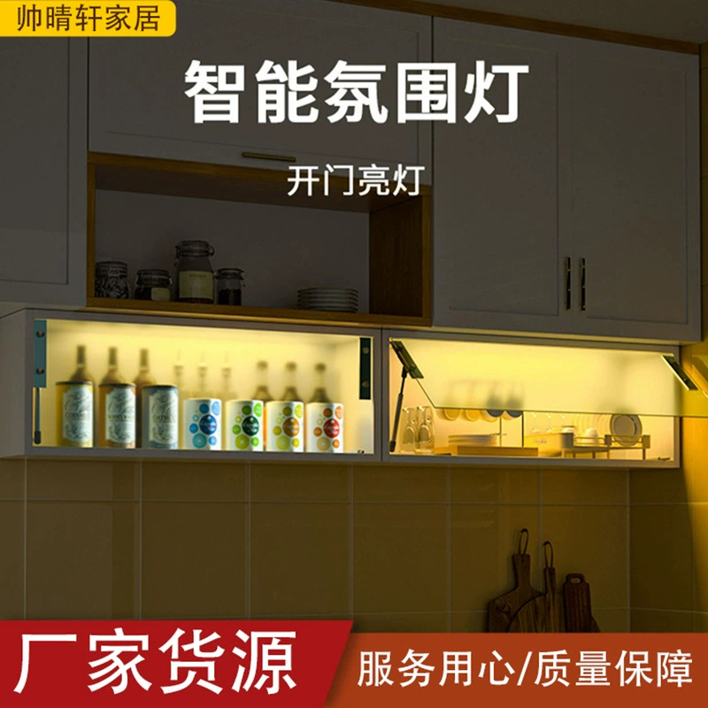 Tempered glass door storage cabinet with glass door dustproof storage cabinet wall hanging non-destructive installation storage rack wholesale