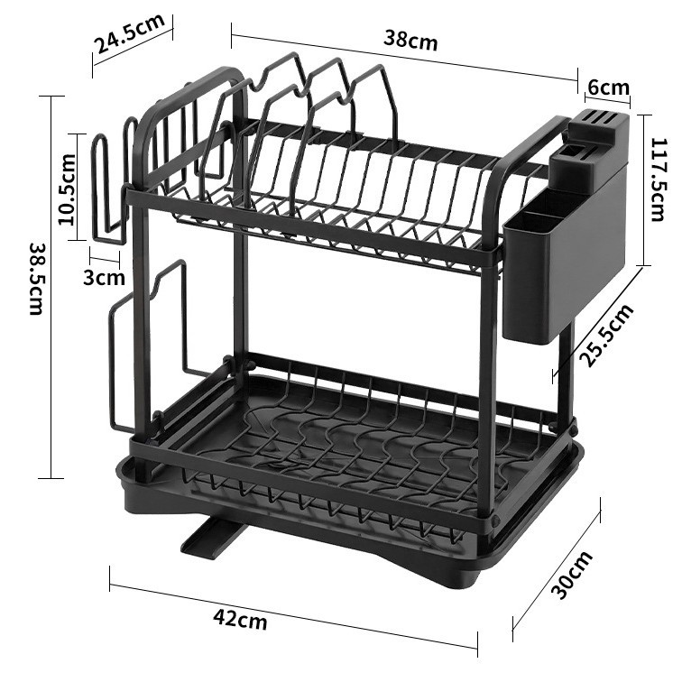 Fregadero de cocina Mesa tazón de drenaje estante cesta de drenaje estante de almacenamiento de plato tazón de drenaje y palillos Almacenamiento de almacenamiento en rack