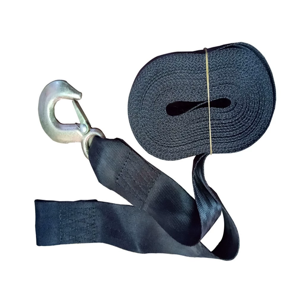 Завод поставляет прицеп с лебедкой 6 м с высокопрочным полиэстеровым прицепом с черной лебедкой с оптовой продажей на складе