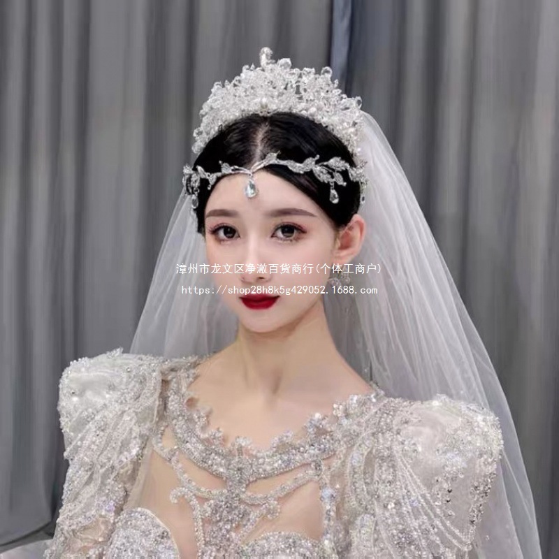 新娘头饰公主皇冠头饰高级高端王冠婚纱头饰仙女额饰模特水晶皇冠