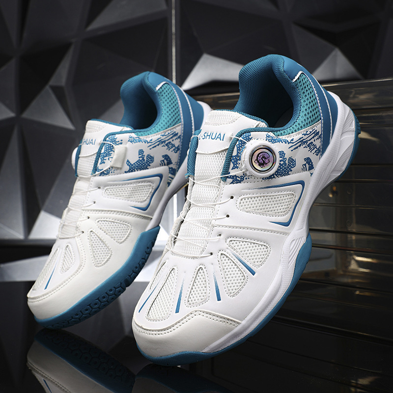 Cross-border badminton shoes, professional knob design, rubber anti-slip sole, table tennis shoes, new men's style, breathable mesh tennis shoes