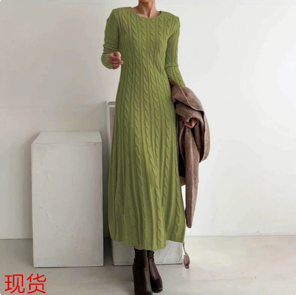 demi-season fitted knitted dress