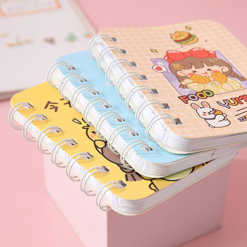 Cartoon coil-bound student portable vocabulary notebook, pocket memo book, mini notebook, cute small notebook