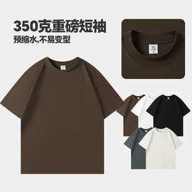 350g重磅纯棉0缩水纯棉短袖 巴家20支双纱小领口潮牌短袖男批发