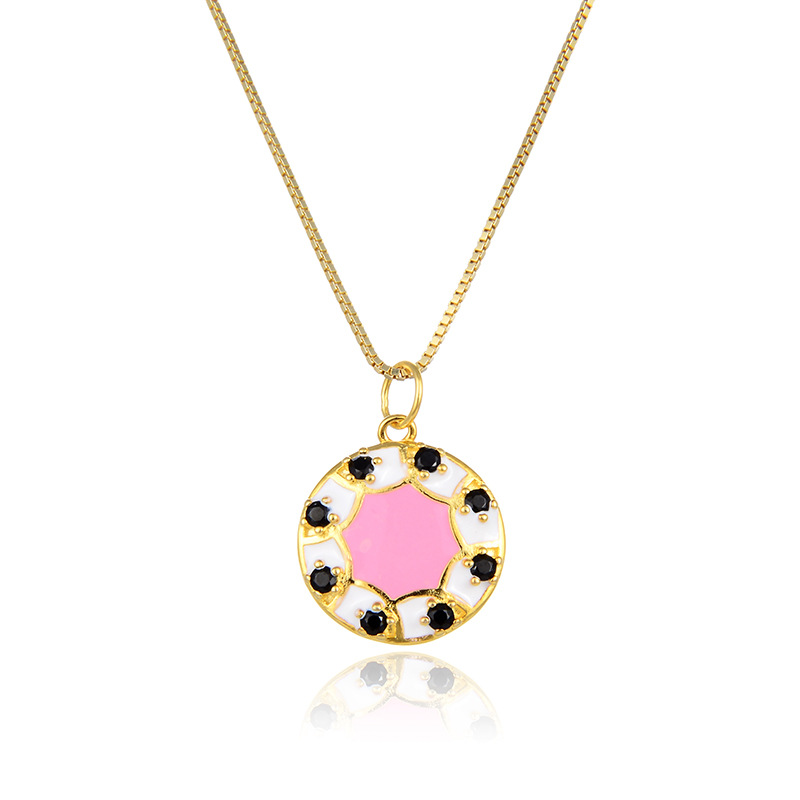 Estilo simple de las mujeres accesorios populares colgante personalizado redondo colgante joyería estilo coreano s925 plata ZIRCON clavícula cadena