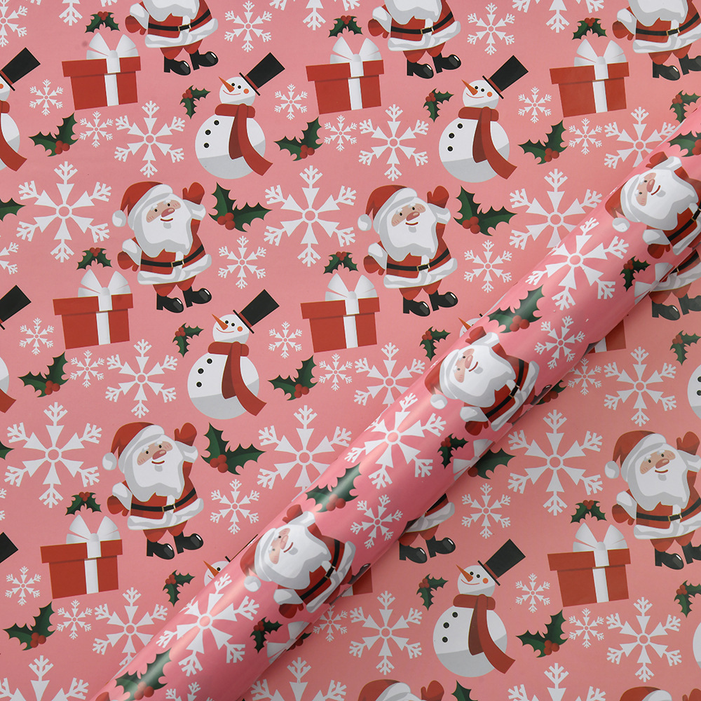 Nuevo papel brillante de bronce transfronterizo papel de embalaje de regalo de Navidad Papá Noel dibujos animados árbol de Navidad diy papel de regalo
