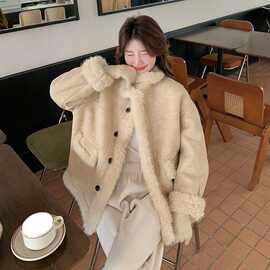 2025冬款上新韩版ins潮中长款百搭加厚保暖机车服外套女跨境