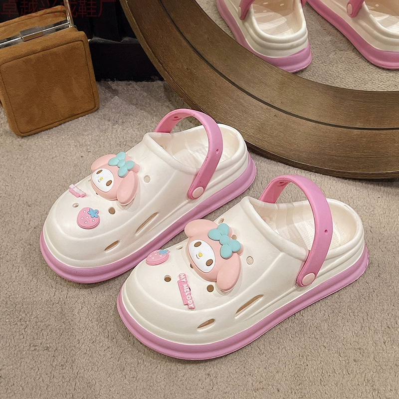 Модные интернет-знаменитые женские летние нескользящие сабо на толстой подошве с мультяшным принтом для улицы, офиса и пляжа.