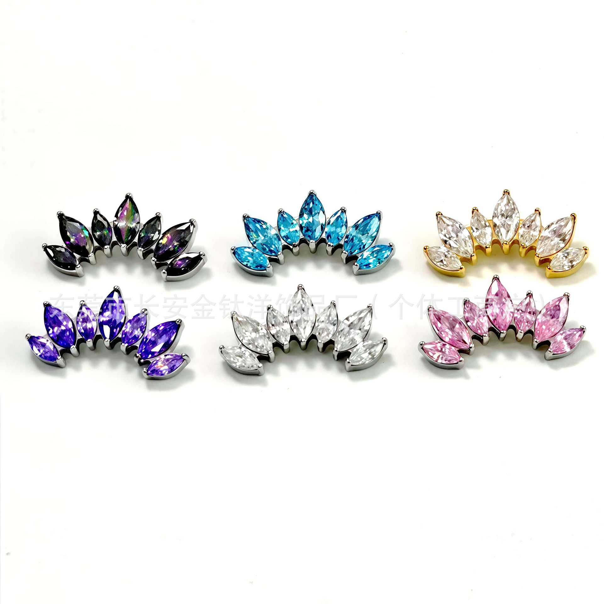 F136 Titanium Seven-Leaf Horse Eye Inlaid 5A Zircon Earrings Lip Studs G23 Titanium Alloy Ear Cartilage Piercing Jewelry Cartilage Studs detail image 8