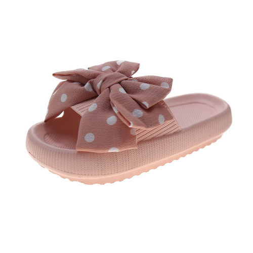 One-piece unisex cute polka dot bow slippers for summer outdoor wear, stylish thick-soled indoor flat sandals with a one-piece design, suitable for beach shoes.