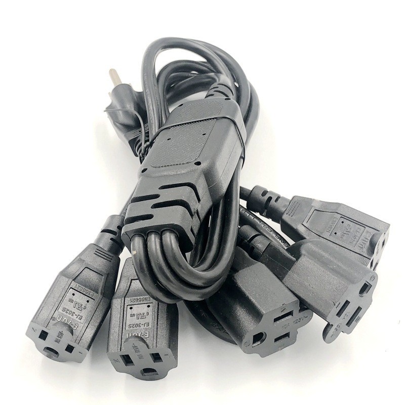 UL认证美式电源线一拖二 1分3 美式美规一分五公母插头电源延长线