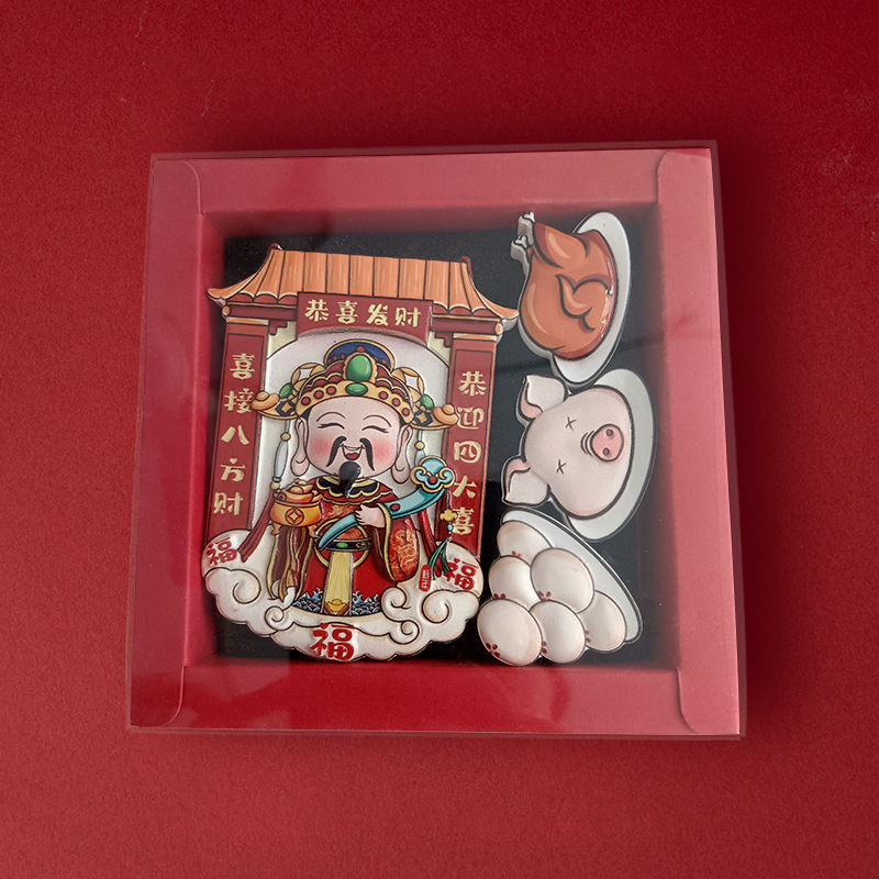 Guochao suministro de dinero para el refrigerador de Dios dibujos animados estereoscópicos pegatinas magnéticas pegatinas magnéticas de Dios de la cocina de la creación de recuerdos decorativos para atraer dinero