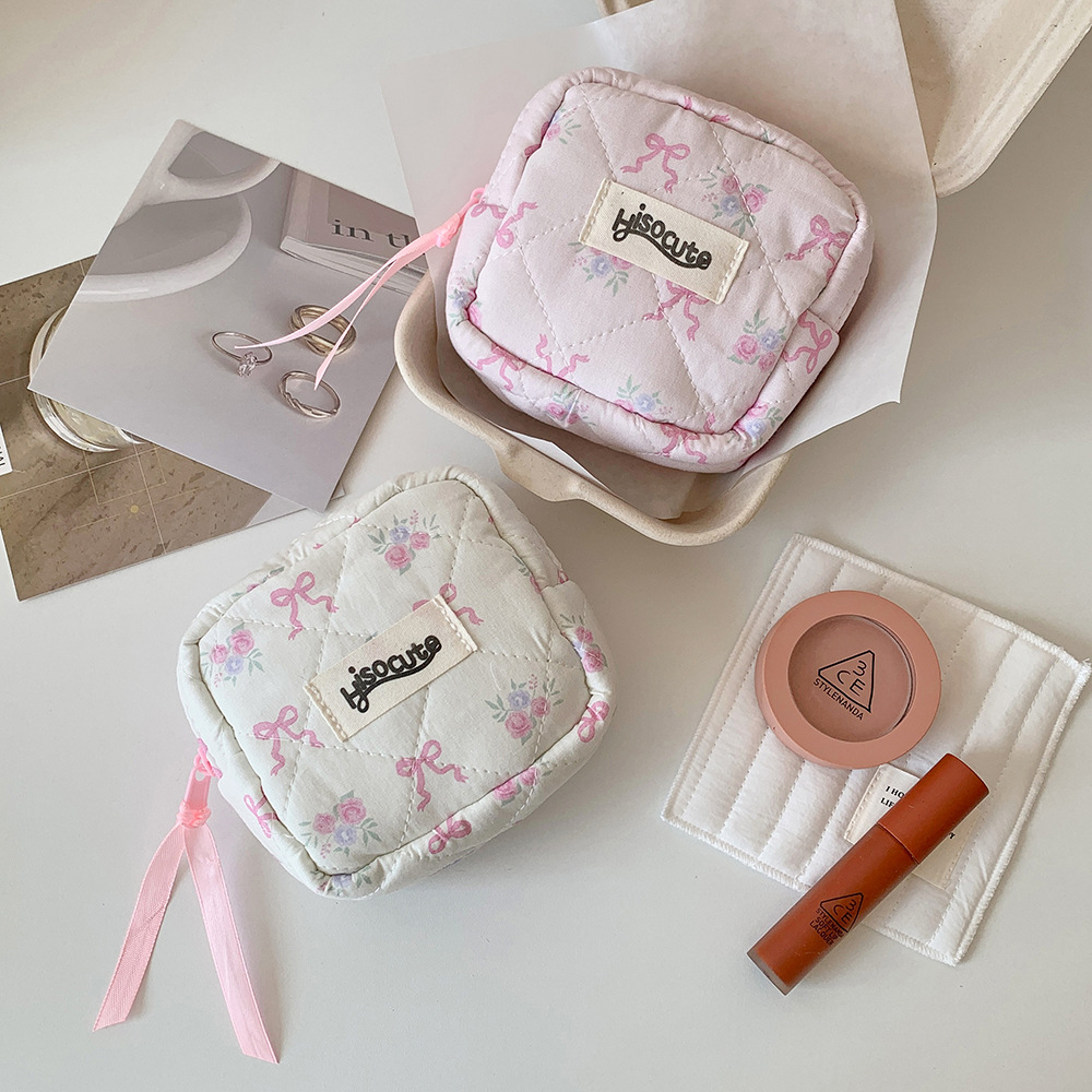 Casual, Daily Occasion Cute Bow Knot Cotton Polyester Square Makeup Bags