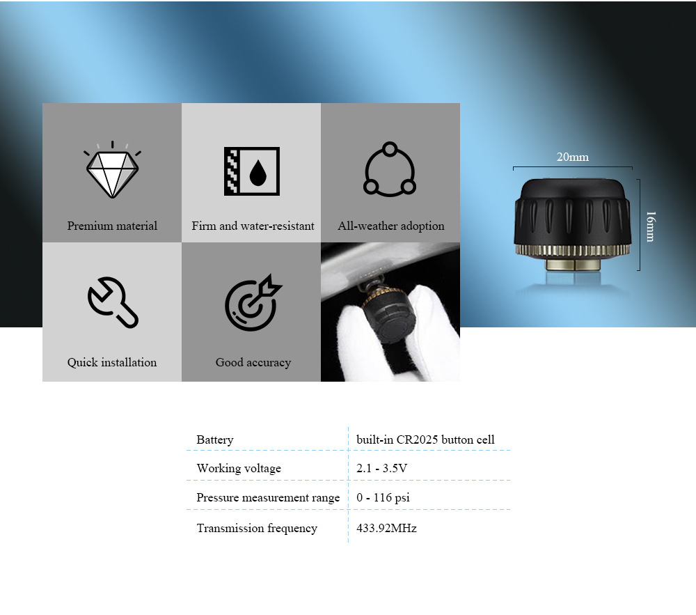 Cross-Border Android Navigation Car USB Tire Pressure Monitoring System Tpms Internal and External Wheel Temperature Detection