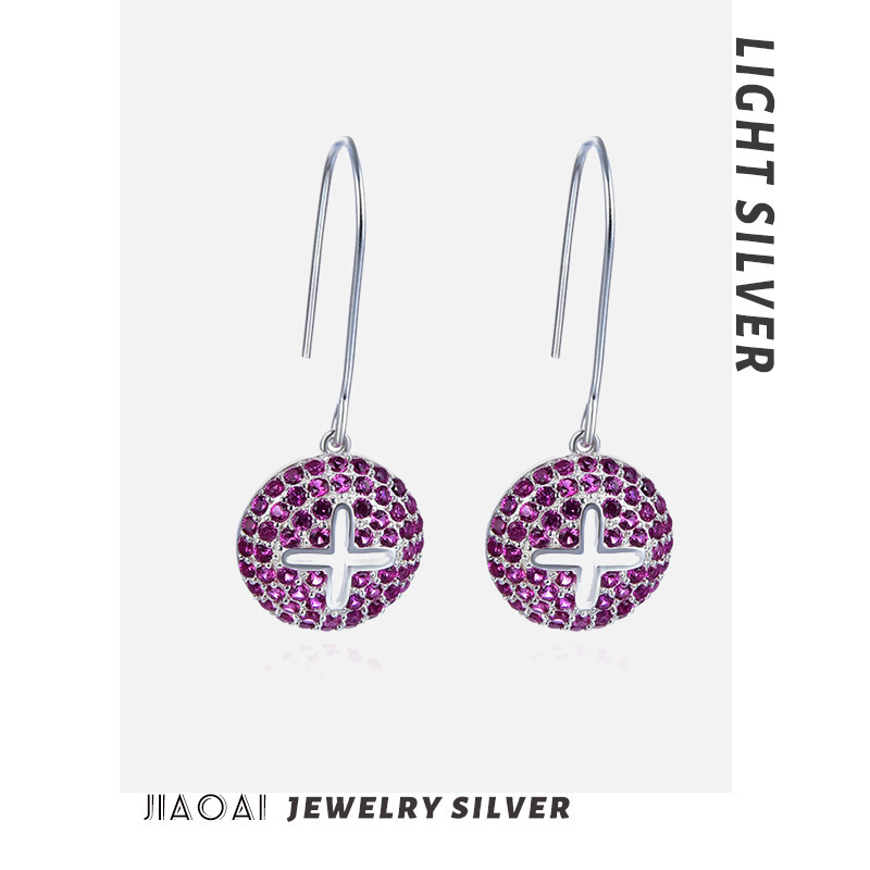 Jiaojiao amor Europa y los Estados Unidos nuevos productos fríos pendientes cruzados de viento s925 plata esterlina pendientes personales joyas de nicho femenino