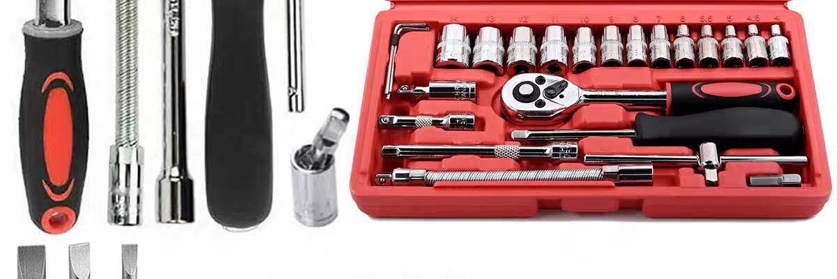 46-piece set of small ratchet wrenches, repair tool set, combination car repair socket, screwdriver, home appliance repair
