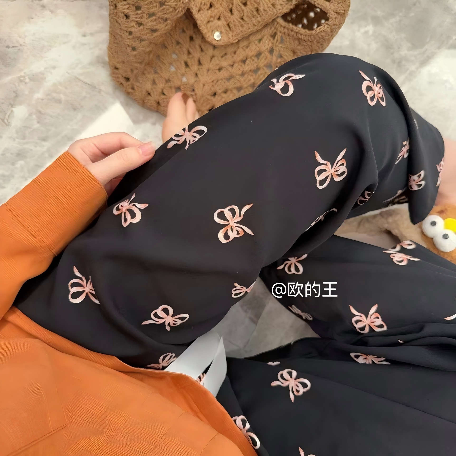 [Spot Clear] Nuevos pantalones anchos chinos de seda de algodón, pantalones de pijama perezosos de cintura alta rectos sueltos de primavera y verano para mujer