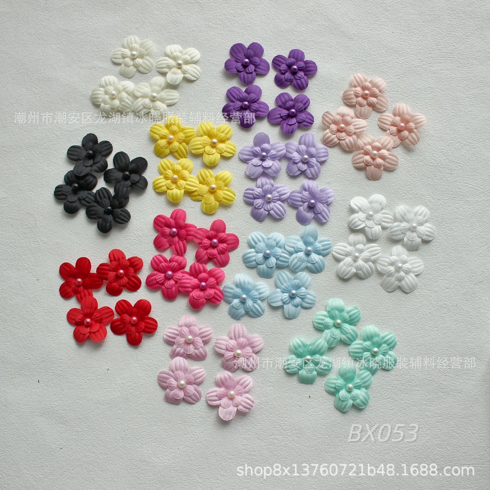 厂家批发 锻布定型花片双层钉珠 芭比娃娃装饰发饰等diy材料