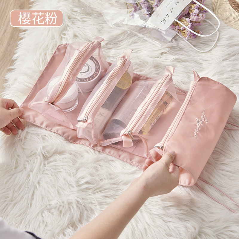 4 - en - 1 maquillaje lápiz de cejas bolsas de maquillaje portátiles para salir clasificadas bolsas de lavado de viaje desmontables bolsas de almacenamiento de cosméticos