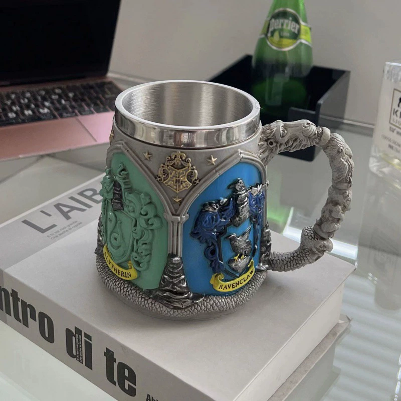 Mug (Harry Potter) stainless steel inner, college crest design, personalized collectible cup