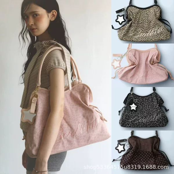 Korean Niche Bad Blue New Polka Dot Tote Bag Single Shoulder Underarm Fashion Large Capacity Versatile Embroidered Leopard Print