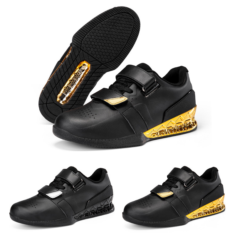 Weightlifting Shoes for Men, Professional Squat Shoes, Indoor Gym Sports Comprehensive Training Shoes, Jinjiang Cross-Border Shoes, Gold and Silver Colors