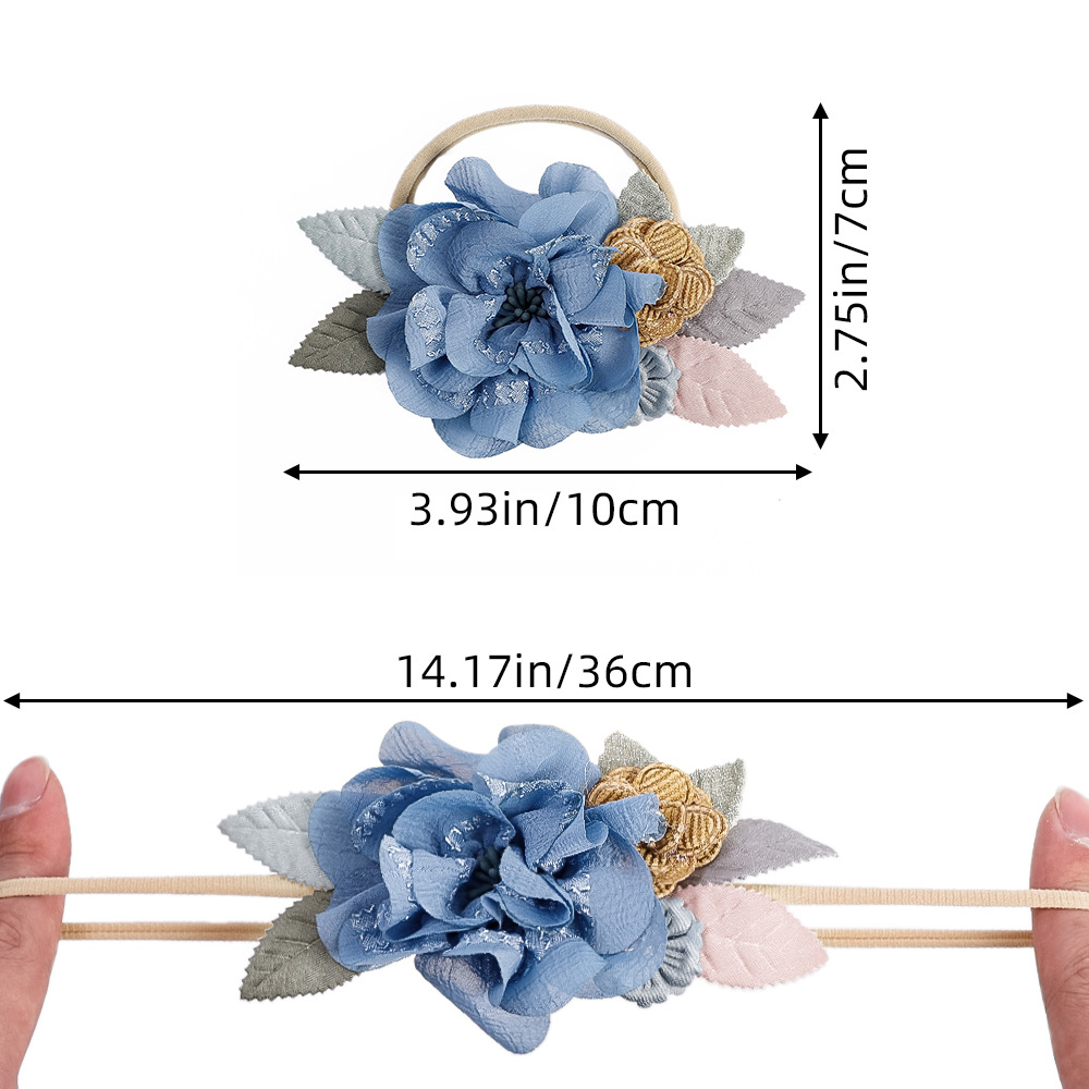 Accessori per capelli per bambini europei e americani, corda per la testa del bambino in nylon senza cuciture, combinazione di cuciture creative, cintura per capelli fini a forma di fiore, anello per capelli del bambino_voghion.com
