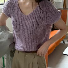 【福利捡漏】时髦羊毛V领针织衫女款韩系高级感柔软粗针T恤10385