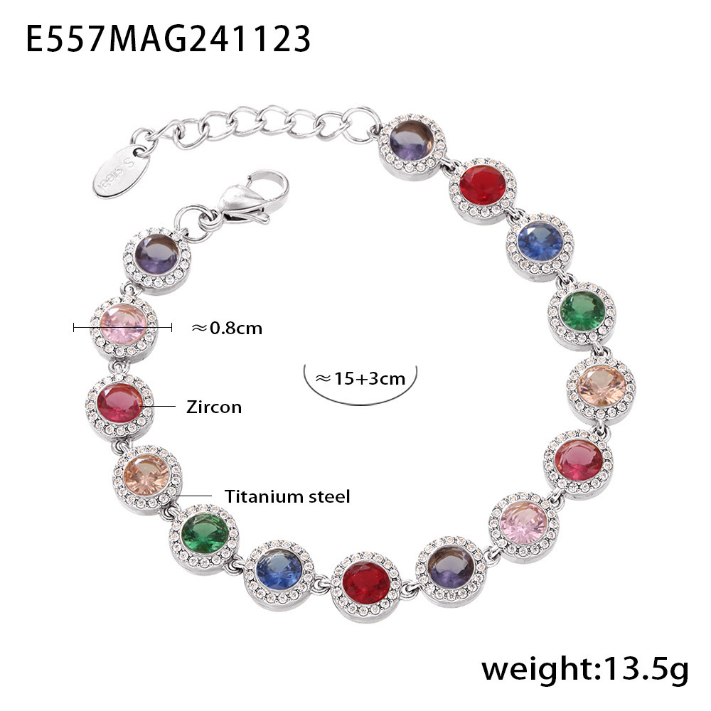 El amor de Zhao Zhao Zirconium brillante empalme pulsera collar ligero temperamento lujoso mujer color transfronterizo conjunto de joyas de acero de titanio