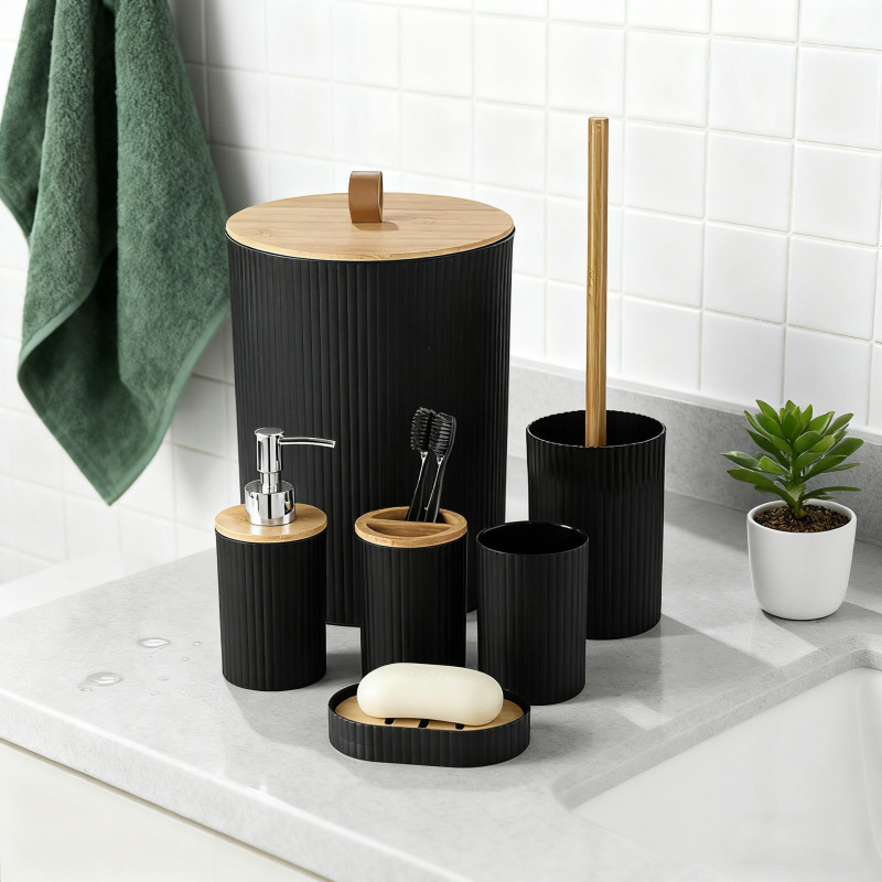Cross-Border Bathroom Toiletries Six-Piece Set Bathroom Toilet Brush Toothbrush Cup Soap Dish Storage Home Decor Hotel Cross-Border Bathroom Toiletries Six-Piece Set Bathroom Toilet Brush Toothbrush Cup Soap Dish Storage Home Decor Hotel