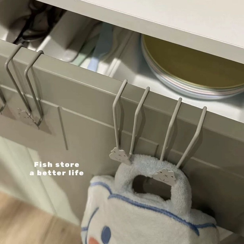 うさぎキャビネット扉フック食器棚扉鉄製物置棚穴なしゴミ袋ホルダー台所用品収納ラック|undefined