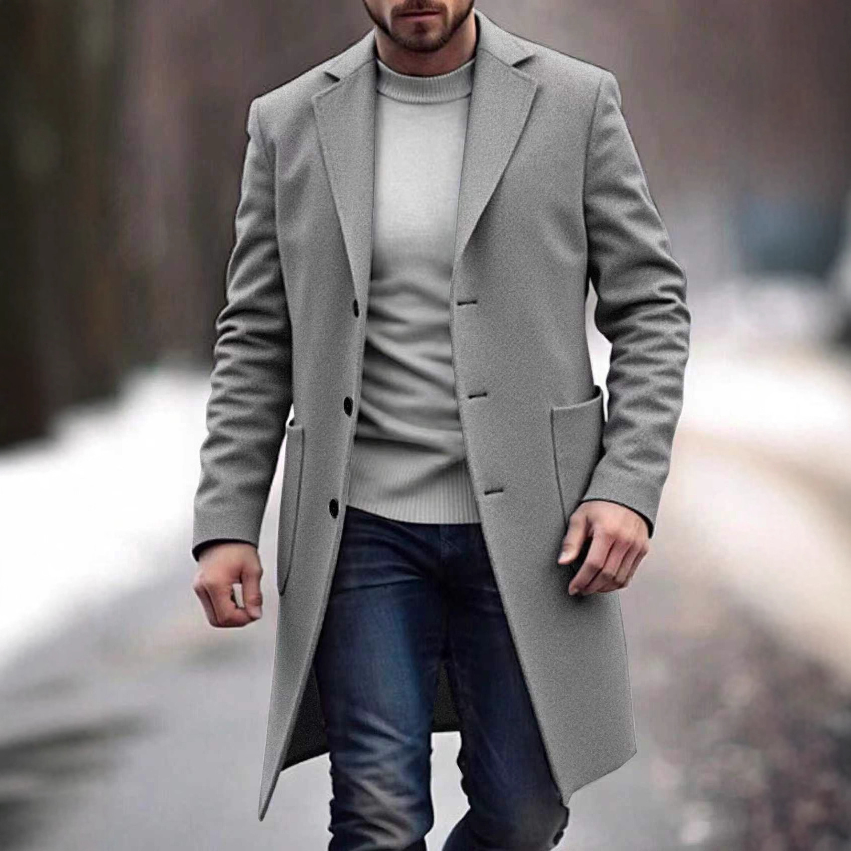 2025 Autumn/Winter Cross-Border European And American Men's Single-Breasted Woolen Trench Coat 124_voghion.com
