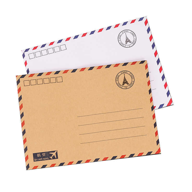 Sobre aéreo kraft retro postal postal, sobre de cumpleaños, bolsas, cartas de amor escritas a mano