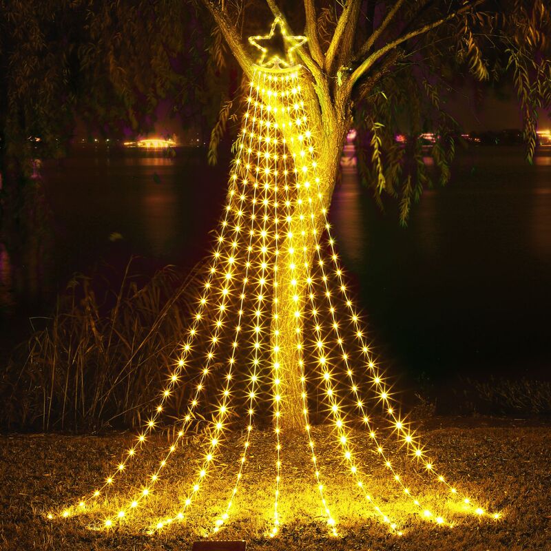New Five-Pointed Star Waterfall Light Christmas Star Outdoor Waterproof Solar Light Remote Control Flowing Water Decorative Light Led String Light New Five-Pointed Star Waterfall Light Christmas Star Outdoor Waterproof Solar Light Remote Control Flowing Water Decorative Light Led String Light