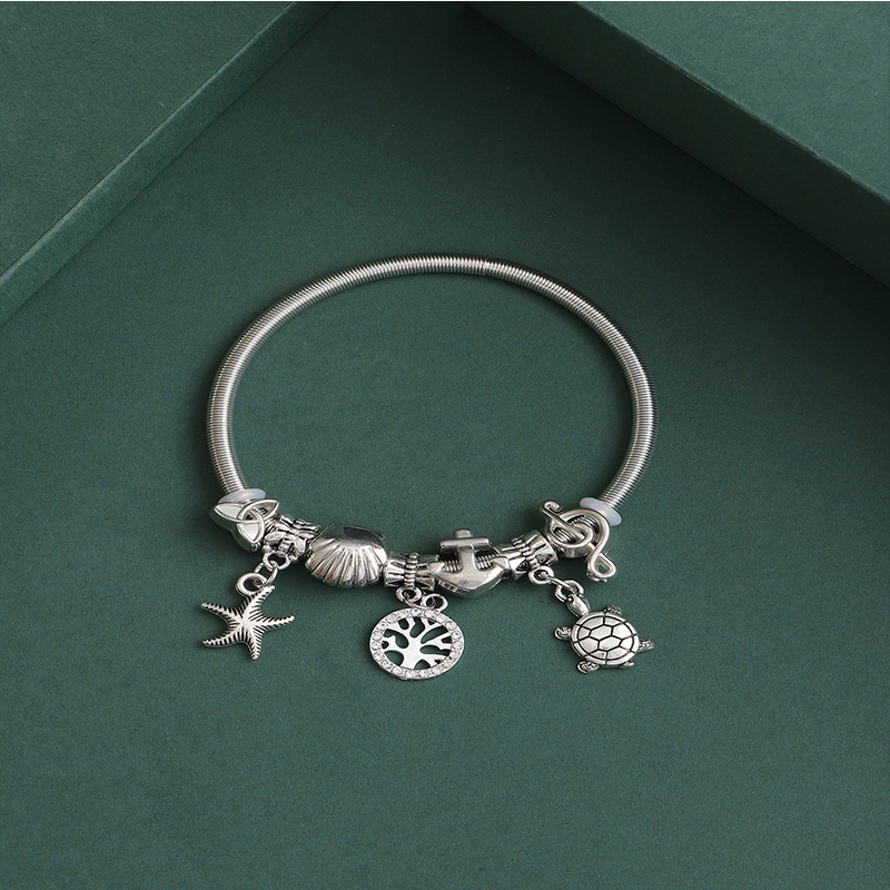 Panjia pulsera Dora DIY cuentas explosivas transfronterizas tortuga colgante árbol de vida concha pulsera de resorte image 1