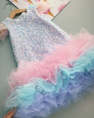 children Sequins Dress skirt Cross border girl Catwalk full dress birthday Princess Dress Female baby The age of full dress