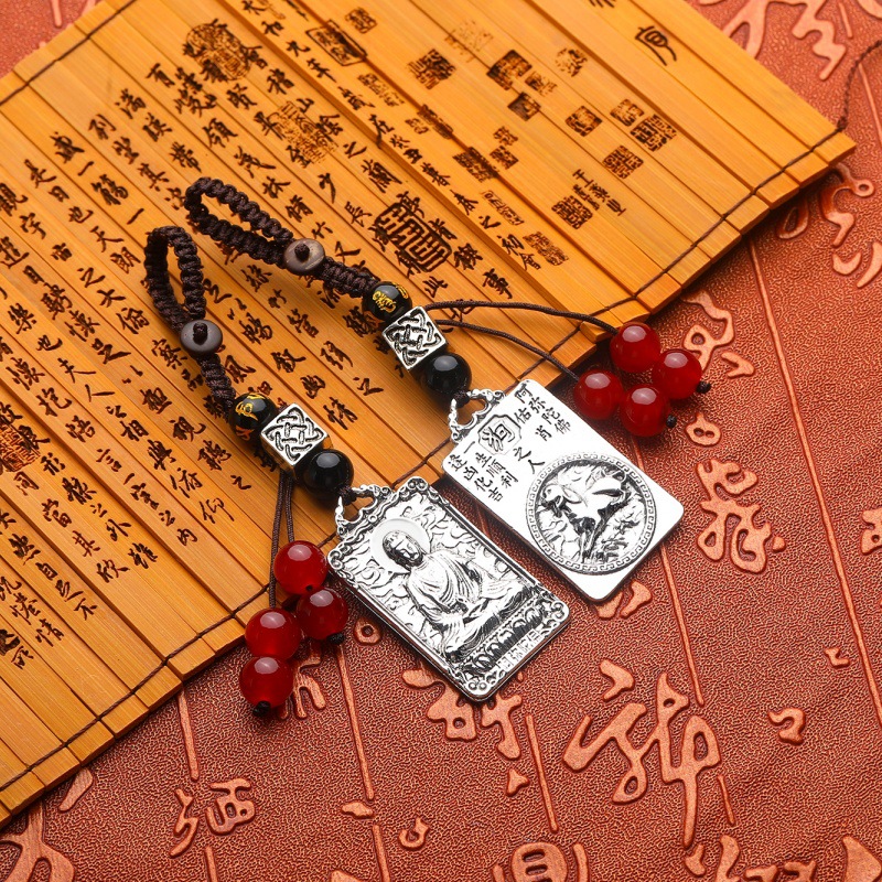 十二生肖汽车钥匙扣手工编织复古做旧泰银背包挂件Car Key Chain