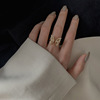 Sophisticated one size wedding ring, Korean style, micro incrustation, simple and elegant design, internet celebrity, diamond encrusted