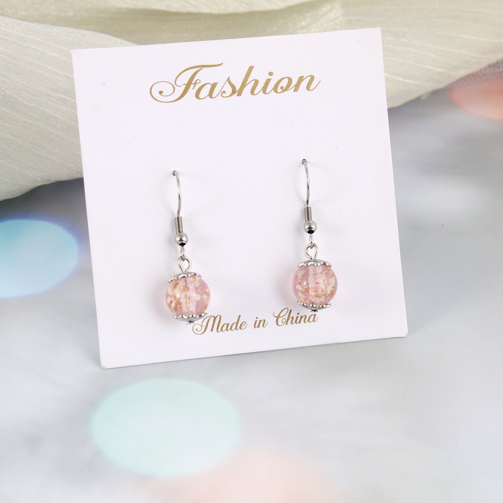 Simple Style Ditsy Floral Stainless Steel Plating Drop Earrings 1 Pair