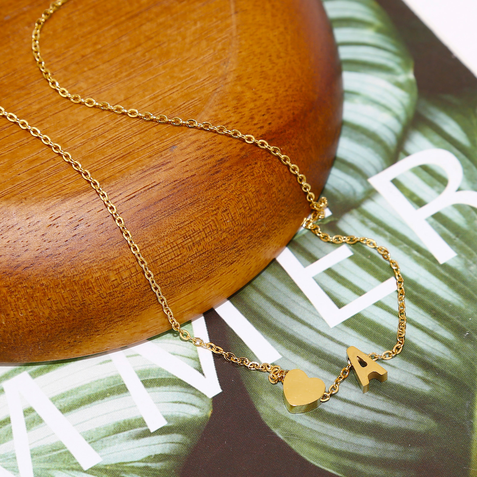 Fashion Letter Heart Shape Stainless Steel Plating Necklace