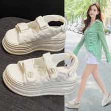 凉鞋女仙女风2025年新款夏季百搭女款厚底松糕魔术贴运动沙滩鱼嘴