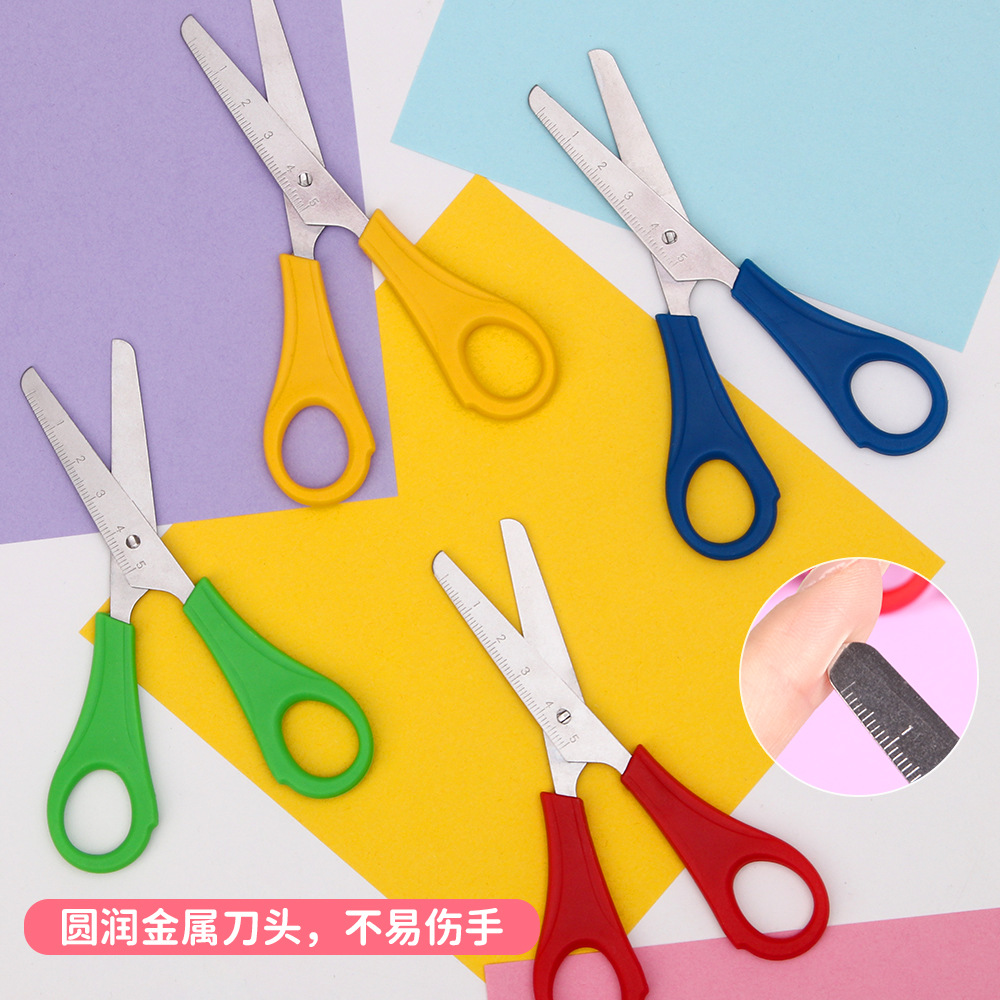 Escala de estudiantes pequeñas tijeras hechas a mano DIY tijeras especiales de corte de papel seguridad infantil tijeras de acero inoxidable al por mayor