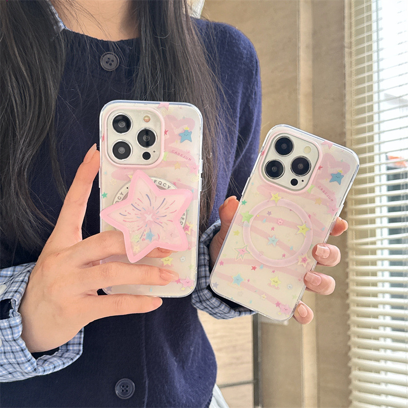 Girls Series ins Estrella rosa Adecuado para iphone16ProMax Soporte magnético 14/13 Apple 15 Nuevo