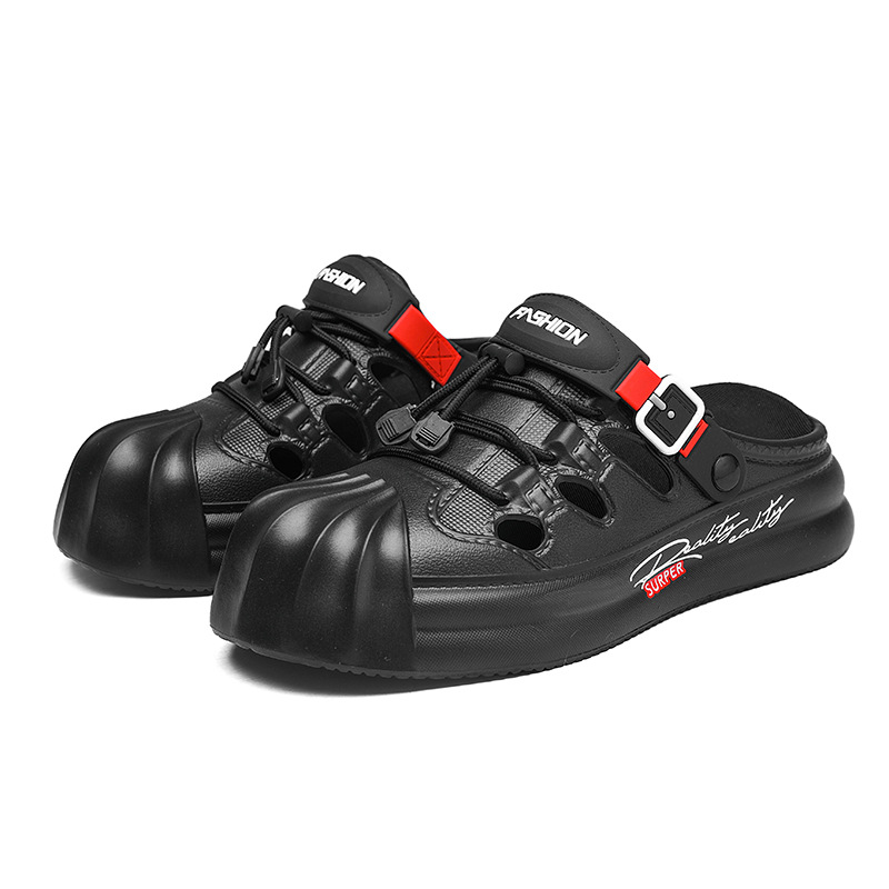 Sandalias transpirables de verano para hombres Zapatos de malla de suela gruesa hueca de estilo deportivo Moda Street Shot Casual Baotou Sandalias en nombre del cabello