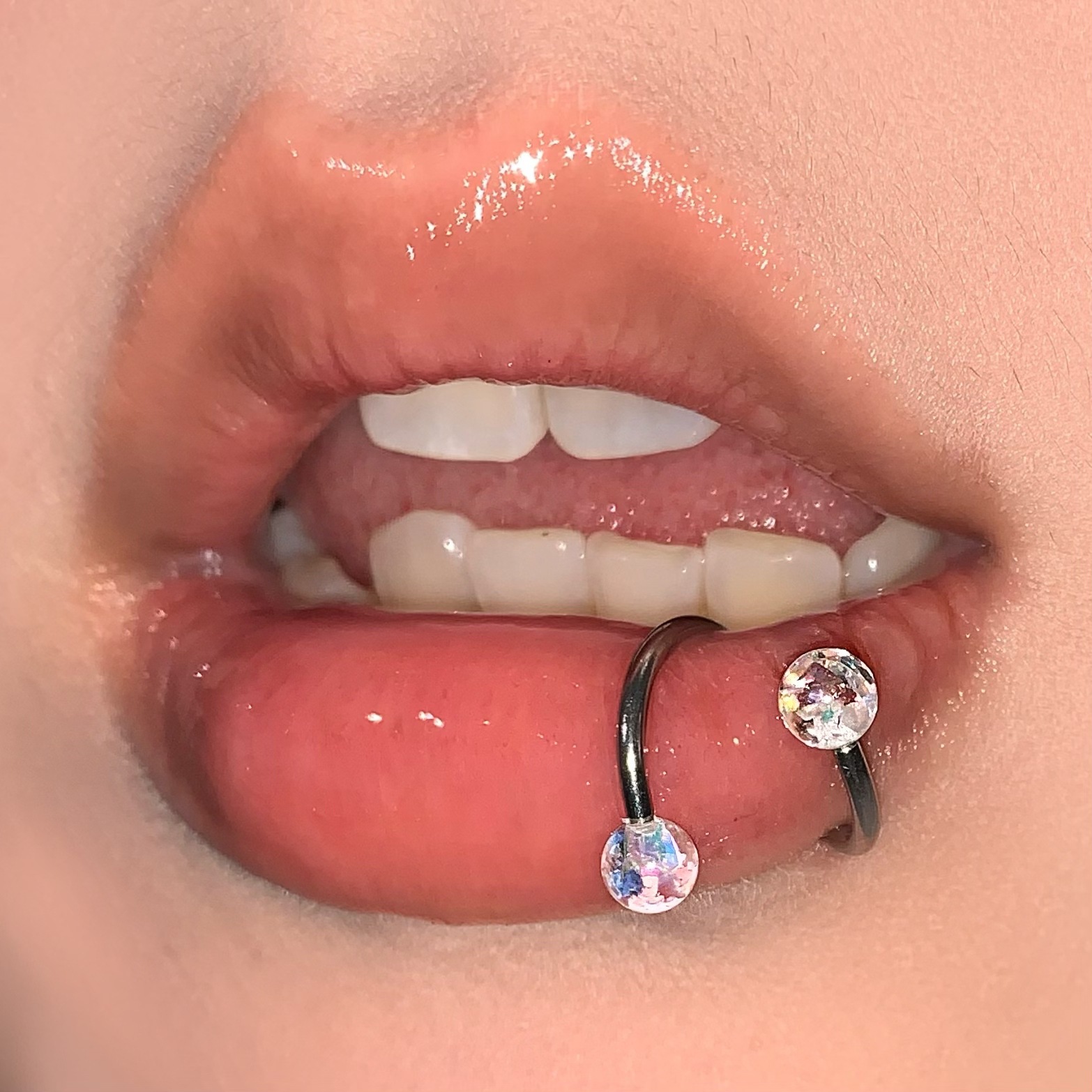 Pointed labret stud close-up product detail