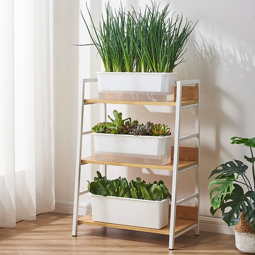 Large Balcony Rectangular Vegetable Planting Pot, Lazy-Style Self-Watering Planter for Growing Vegetables, Strawberries, and Pothos—Made of Durable Plastic