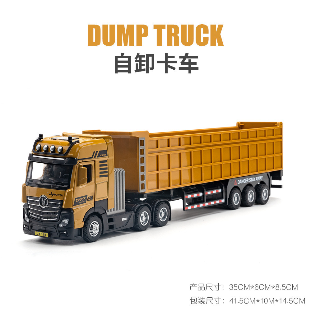 Jiaye modelo de coche de aleación 1:50 remolque Vehículo de ingeniería militar Tire hacia atrás cinturón minería aceite llenado vehículo sonido y luz modelo adornos