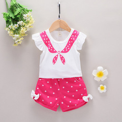 Children's Summer Outfit for Girls, 0-1-3 Years Old, Half-Year-Old Baby Clothes, 4 Piece Cotton Summer Set for Girls